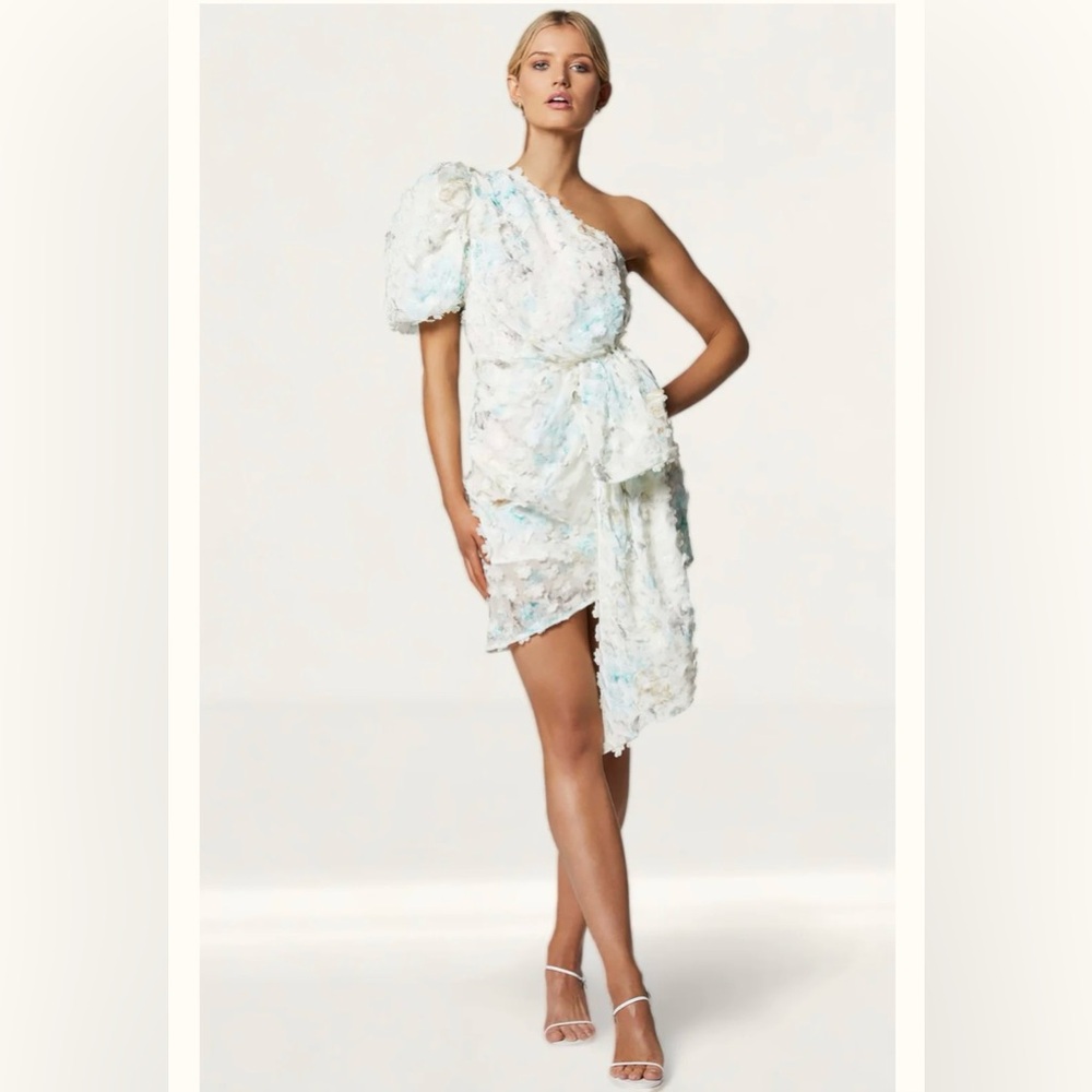 Elliatt Nala 3D Floral Appliqué One Shoulder Dress Medium